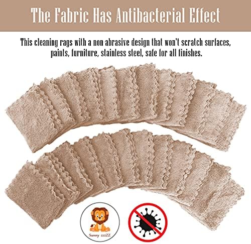 Sunny zzzZZ 24 Pack Kitchen Dishcloths - Does Not Shed Fluff - Reusable Dish Towels, Dish Cloths, Super Absorbent Coral Fleece Cleaning Cloths, Nonstick Oil Washable Fast Drying, 7 x 9 Inch (Brown) - Image 3