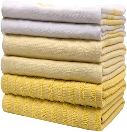 Premium Kitchen Towels 6 Pack 100% Cotton 20"x28" Dish Towels - Yellow Wide - Image 6