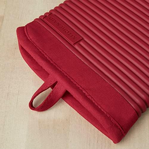 KITCHENAID Ribbed Soft Silicone Oven Mitt 2-Pack Set, 7.5"x13", Passion Red - Image 2