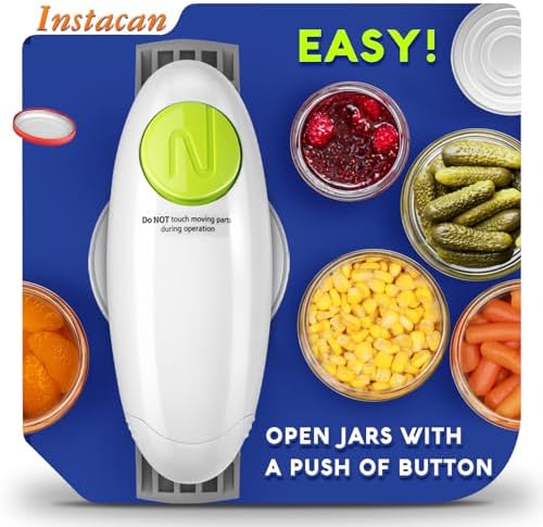 INSTACAN Higher Torque and One Touch Electric Jar Opener Easy Remove Almost Size Lid with Auto-Off, Powerful Bottle Opener for Arthritic Hands, Automatic Jar Opener for Weak Hands and Seniors (White) - Image 2