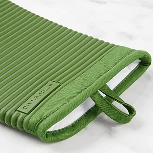KITCHENAID Ribbed Soft Silicone Oven Mitt 2-Pack Set, 7.5"x13", Matcha - Image 5