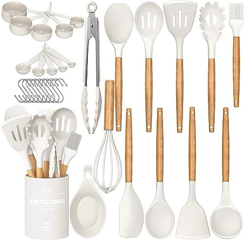 Umite Chef Kitchen Cooking Utensils Set, Cream White, 33 pcs by UmiteChef