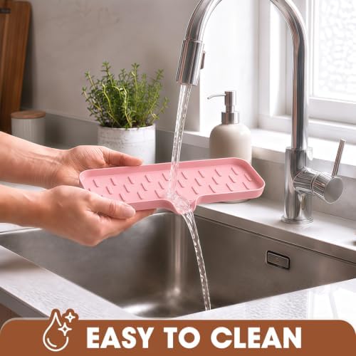 CAKETIME 2 Pack Silicone Soap Dish with Drain Spout for Bathroom Shower Caddy Kitchen Counter Sponge Holder Bar Sink Organizer Tray Container Drying Toiletries Essentials Cute Girl Pink Gifts Large - Image 4