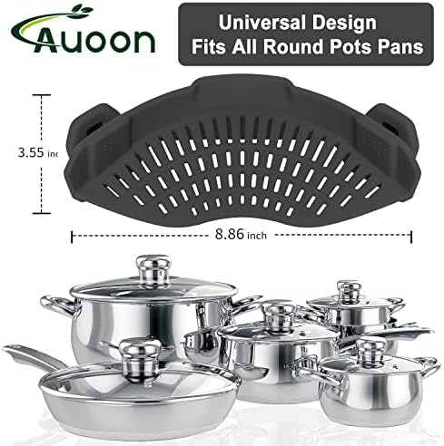 AUOON Clip On Pot Strainer Silicone, Standard 8.86 x 3.55in, Gray - Image 2