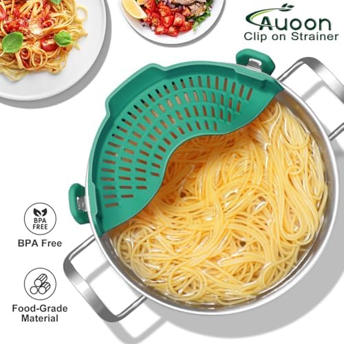 AUOON Pot Strainer Clip on Silicone, Large 10.45 x 4.33 in, Sea Blue - Image 2
