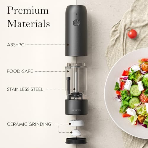 Ultrean Electric Salt and Pepper Grinder Set, Rechargeable,Gray - Image 5