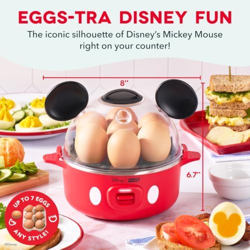 Disney | Dash Mickey Mouse Rapid Egg Cooker, 7 Egg Capacity, Red - Image 2