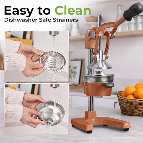 Zulay Kitchen Cast Iron Juicer, Orange Manual Juicer, Citrus Press, Rusted - Image 5