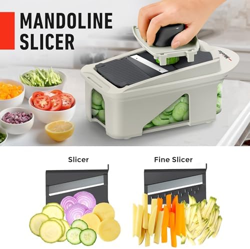 Mueller Pro-Series 12 Blade Vegetable Chopper, Mandoline Slicer and Spiralizer, White/grey - Image 5