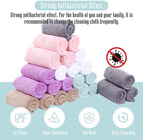24 Pack Kitchen Dishcloths - Does Not Shed Fluff - Reusable Dish Towels, Dish cloths, Super Absorbent Coral Fleece Cleaning Cloths, Nonstick Oil Washable Fast Drying, 10 x 20 Inch (Multicolor) - Image 3