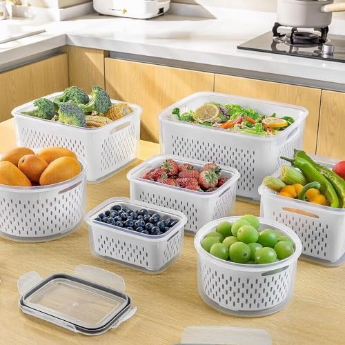 Freshmage Fruit Storage Containers for Fridge with Removable Colander 8 pcs - Image 5