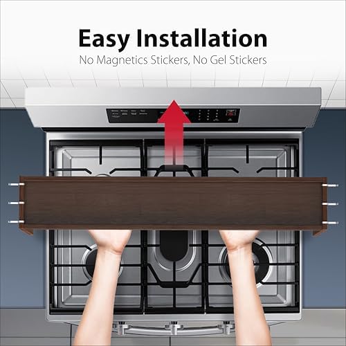 IIIOIIIA Bamboo Over the Stove Spice Rack Organizer Shelf for Kitchen, 31.5" with 6 Hooks, 11.4" Height Extra Storage Countertop, Easy to Assemble, Walnut - Image 4