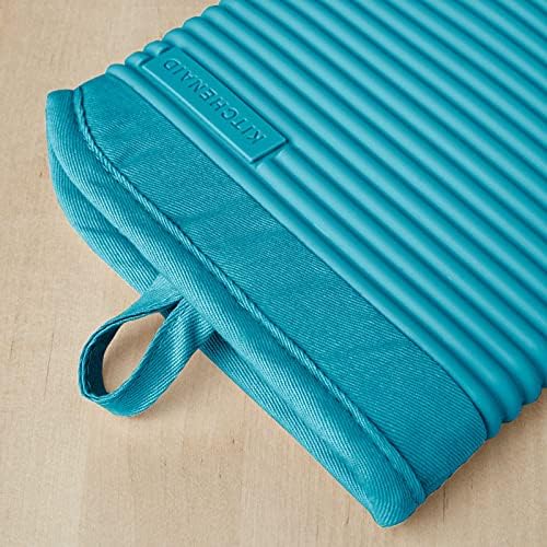 KITCHENAID Ribbed Soft Silicone Oven Mitt 2-Pack Set, 7.5"x13", Ocean Drive - Image 3