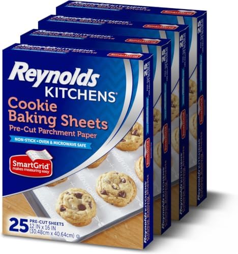 Reynolds Kitchens Cookie Baking Sheets, Pre-Cut Parchment Paper, 25 Count (Pack of 24) by ReynoldsConsumerProducts
