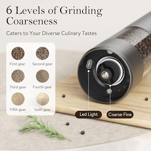 Ultrean Electric Salt and Pepper Grinder Set, Rechargeable,Gray - Image 3