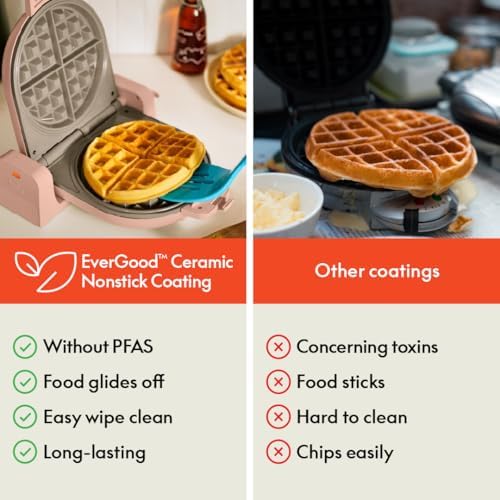 bella Fits-Anywhere™ Flip-n-Store Non-Toxic Belgian Waffle Maker, Blossom - Image 6