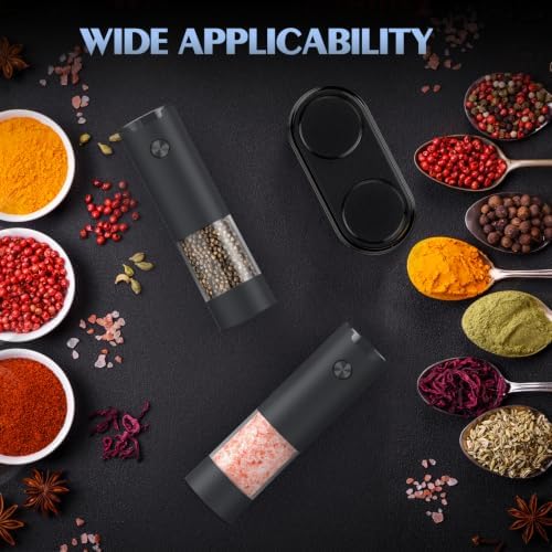 Electric Salt and Pepper Grinder Set Automatic Battery Pepper Mill Shakers Adjustable Coarseness Upgraded Larger Capacity with Led Home and Kitchen Appliances(Dark Gray) - Image 5