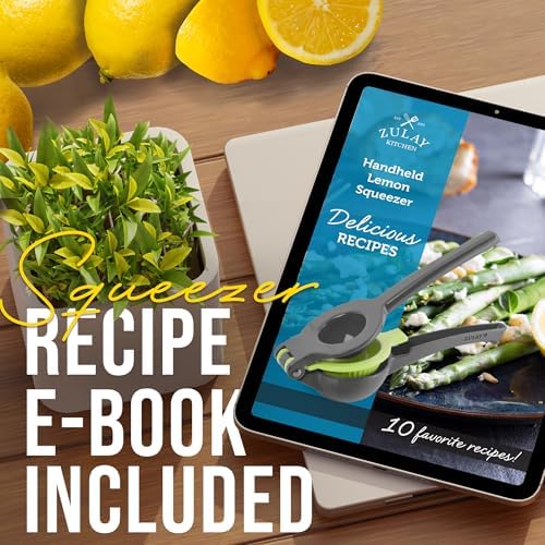 Zulay Kitchen Metal 2-in-1 Lemon Squeezer - Sturdy Max Extraction Hand Juicer Lemon Squeezer Gets Every Last Drop - Easy to Clean Manual Citrus Juicer - Easy-Use Lemon Juicer Squeezer - Gray/Lime - Image 6