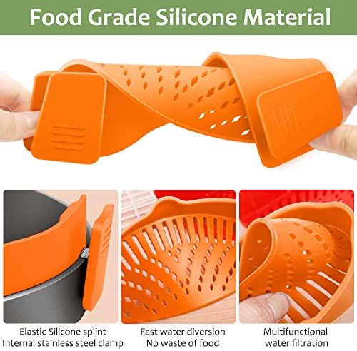 YEVIOR Clip on Strainer for Pots Pan Pasta,Silicone Food Pan Strainer - Image 4