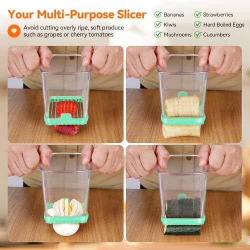 Strawberry Slicer Cup, Fruit Cutter – Quick-Slice, Meal Prep, Mint Green - Image 7