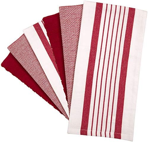 Premium Kitchen Towels 6 Pack 100% Cotton 20"x28" Dish Towels Red Striped - Image 3