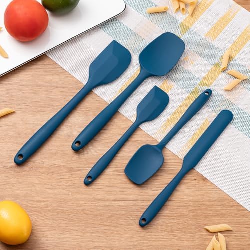Silicone Spatula Set,5 Piece Food Grade Rubber Spatulas,Navy Blue - Image 7