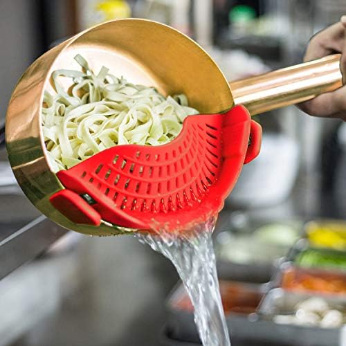 AUOON Clip On Strainer for Pots, Standard 8.86 x 3.55 in, Red - Image 3