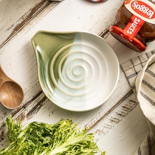 Ceramic Spoon Rest for Kitchen Counter, Large Spoon Holder Nonstick - Image 2