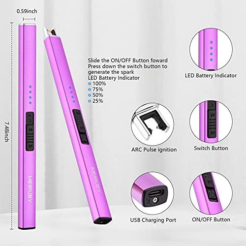 MEIRUBY Electric Candle Lighter, Christmas Stocking Stuffers Gifts for Women Mom Men Wife Sister, USB Arc Rechargeable Windproof Long Lighter for Candle BBQ Housewarming Birthday Gifts Idals - Image 2