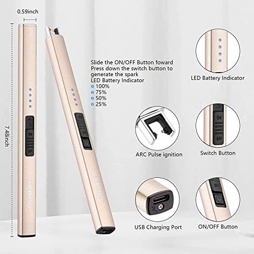 MEIRUBY Electric Candle Lighter, Christmas Stocking Stuffers Gifts for Women Mom Men Wife Sister, USB Arc Rechargeable Windproof Long Lighter for Candle BBQ Housewarming Birthday Gifts Idals - Image 2