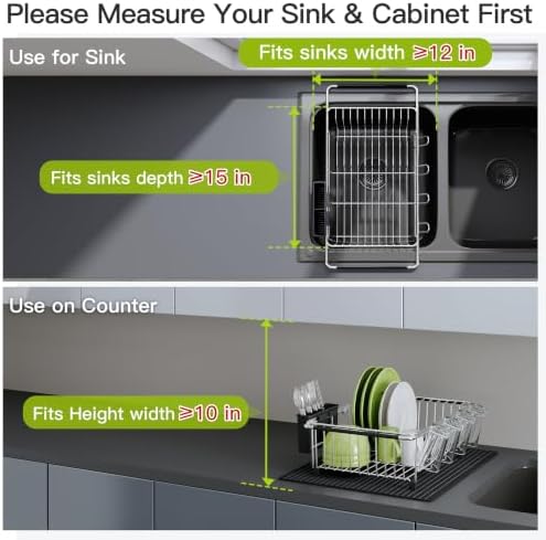 JASIWAY in Sink Dish Drying Rack with Mat, Cups and Utensil Holder - Image 5