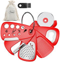 Pisol Kitchen Unique Gadgets Set 6 Pieces, Space Saving, Cheese Grater, Bottle Opener, Fruit Vegetable Peeler, Pizza Cutter, Garlic Ginger Grinder, Herb Stripper Gift Set by Pisol