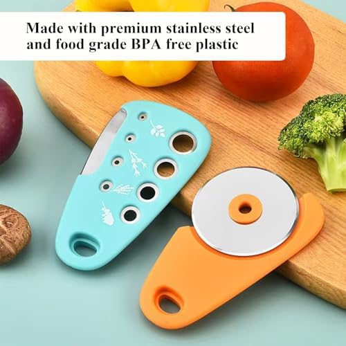 Kitchen Gadgets Set 6 Pieces, Space Saving Cooking Tools Kitchen Accessories-Garlic Grinder, Cheese Grater, Vegetable Peeler, Pizza Cutter, Herb Stripper, Bottle Opener, Gadgets Gift Set (Multicolor) - Image 6