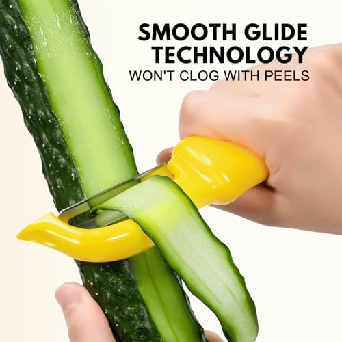 Rainspire Vegetable Peeler Potato Peelers for Kitchen, Sharp Stainless Steel Blades Veggie, Comfortable Handle Fruit Peeler, Carrot Peeler Apple Peeler Dishwasher Safe, Yellow, 1-Pack - Image 4