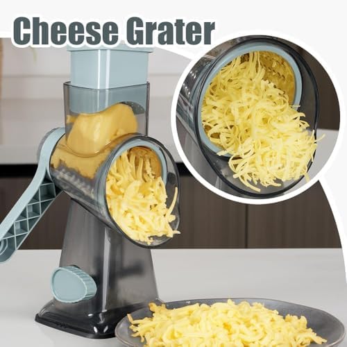 KEOUKE Rotary Cheese Grater, Hand Crank Shredder Slicer, Snow Cone Maker - Image 6