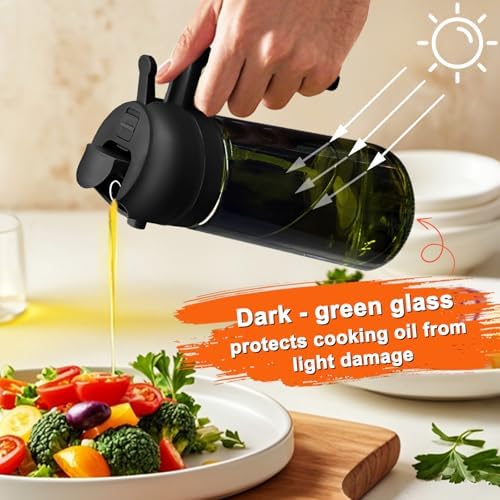 Olive Oil Sprayer for Cooking, 16oz Glass 2 in 1 Oil Dispenser Bottle - Image 3