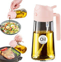 YARRAMATE 16oz/470ml Glass Olive Oil Sprayer for Cooking with Stickers, 2 in 1 Oil Dispenser for Kitchen Gadgets, Food Grade Premium Spray Bottle for Salad, Frying, BBQ (PeachPink) by YARRAMATE