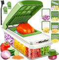 Mueller Vegetable Chopper, Mandoline Slicer, Food Veggie Chopper, Cheese Grater, Onion Vegetable Cutter with Container, Dicer, Kitchen Gadgets & Essentials, White Sand/Green by Mueller