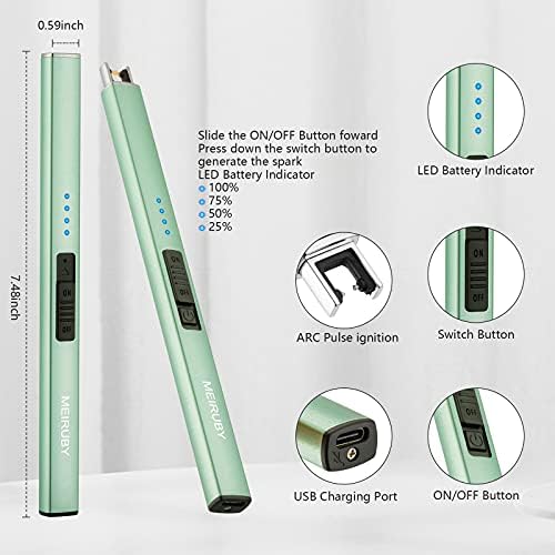 MEIRUBY Electric Candle Lighter, Christmas Stocking Stuffers Gifts for Women Mom Men Wife Sister, USB Arc Rechargeable Windproof Long Lighter for Candle BBQ Housewarming Birthday Gifts Idals - Image 2