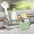 SWTYMIKI Sponge Holder for Kitchen Sink - Sink Caddy with Brush Holder Self-draining Sponge Caddy Organizer with Divider Stainless Steel Kitchen Accessories Storage for Countertop, Gray by SwtyMiki-TidyHomeSweetLife