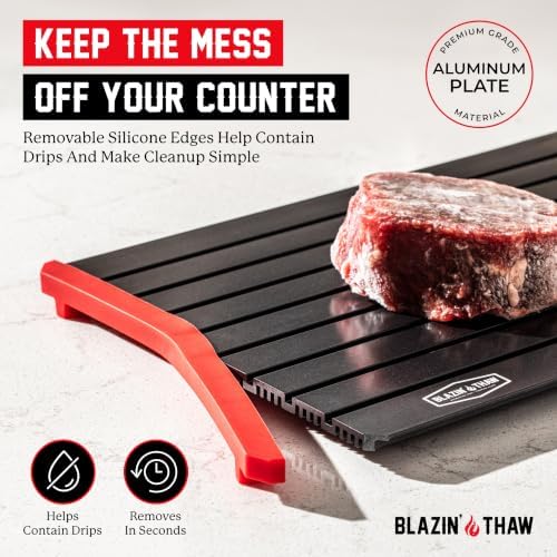 BLAZIN' THAW Defrosting Tray for Frozen Meat | 16" Family-Size | Aluminium Plate for Thawing Frozen Food | Natural Thawing Process | No Microwaves, No Cold/Warm Water Required | - Image 5