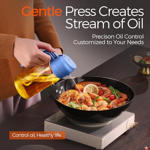 YARRAMATE 16 oz 2-in-1 Glass Olive Oil Sprayer for Cooking, SkyBlue - Image 3
