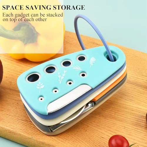 Kitchen Gadgets Set 6 Pieces, Space Saving Cooking Tools Kitchen Accessories-Garlic Grinder, Cheese Grater, Vegetable Peeler, Pizza Cutter, Herb Stripper, Bottle Opener, Gadgets Gift Set (Multicolor) - Image 4