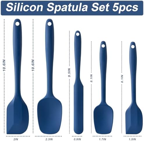 Silicone Spatula Set,5 Piece Food Grade Rubber Spatulas,Navy Blue - Image 2