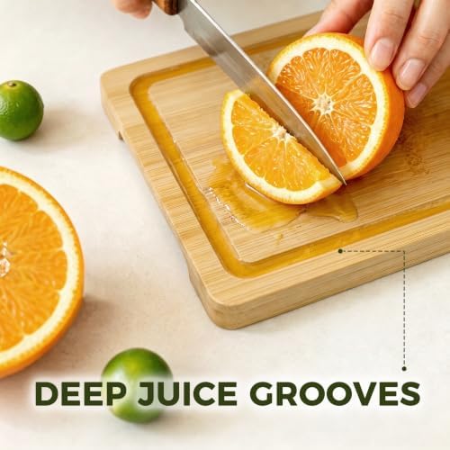 Kikcoin 9"×6" Small Bamboo Cutting Board with Handle, Natural - Image 5