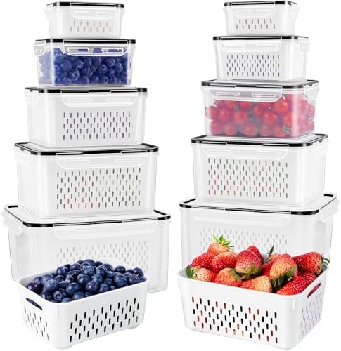 Freshmage Fruit Storage Containers for Fridge with Removable Colander 10 by Freshmage