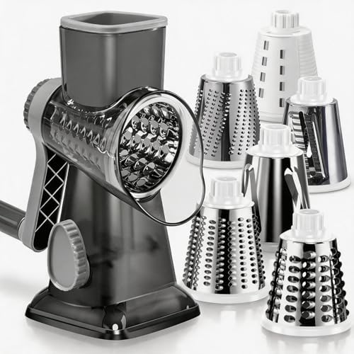 KEOUKE Rotary Cheese Grater, Hand Crank Shredder Slicer, Snow Cone Maker by KEOUKE