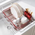 JASIWAY Red Dish Drying Rack in Sink, Dish Drainer with Utensil Holder by JASIWAY