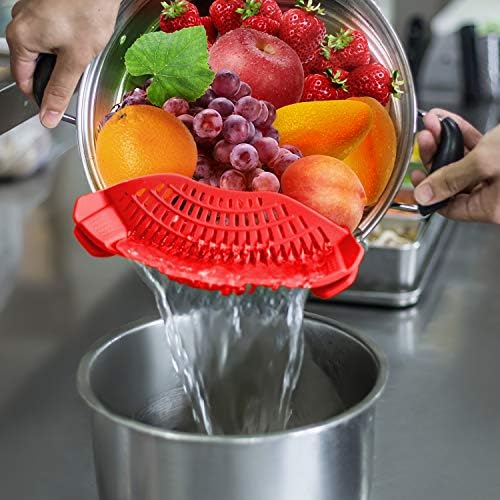 AUOON Clip On Strainer for Pots, Standard 8.86 x 3.55 in, Red - Image 4