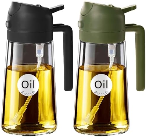 YARRAMATE 16 oz 2-in-1 Glass Olive Oil Sprayer for Cooking, BlackOliveGreen by YARRAMATE